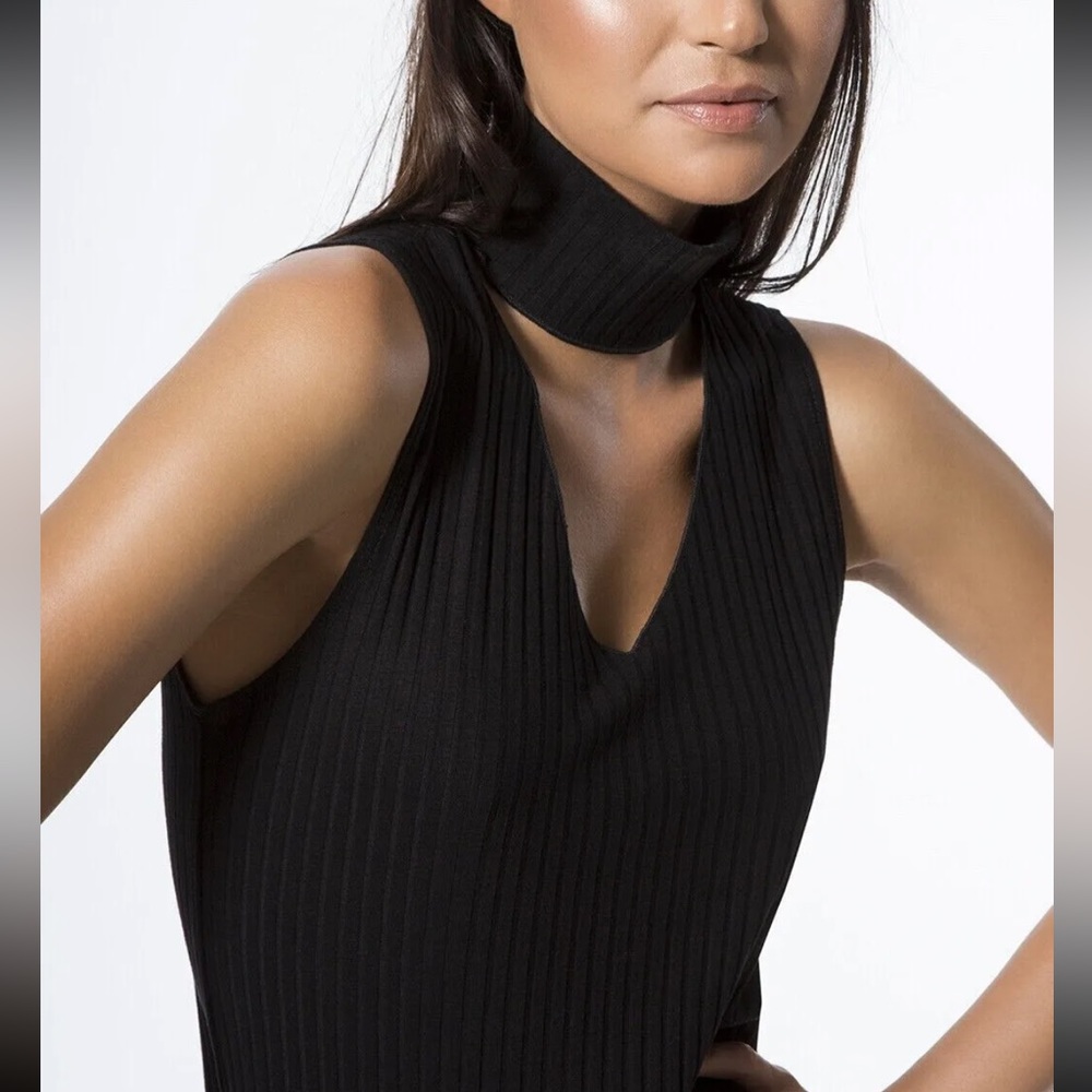 Turtleneck Cocktail Black Dress , Size XS - Picture 3 of 8